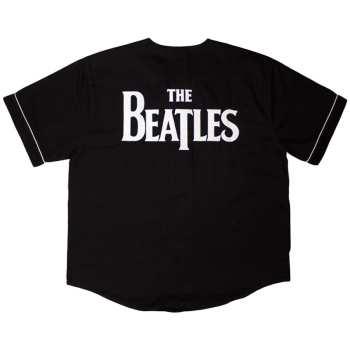 Merch The Beatles: The Beatles Unisex Casual Shirt: Apple Logo / Walking (black) (back & Sleeve Print) (small) S