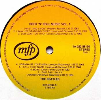 LP The Beatles: Rock 'n' Roll Music, Volume 1