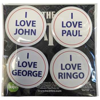 Merch The Beatles: Button-Set I Love 4 Pack Large