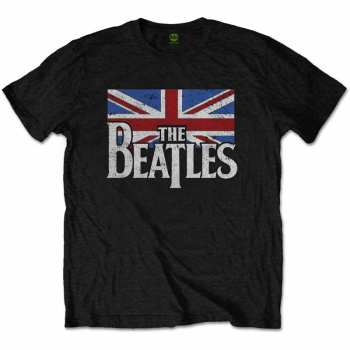 Merch The Beatles: T-Shirt Drop T Logo The Beatles & Vintage Flag 