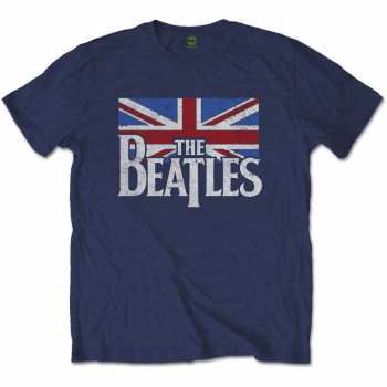 Merch The Beatles: T-Shirt Drop T Logo The Beatles & Vintage Flag 