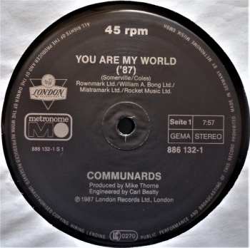 LP The Communards: You Are My World