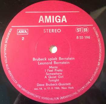 LP The Dave Brubeck Quartet: Bernstein Spielt Brubeck Brubeck Spielt Bernstein