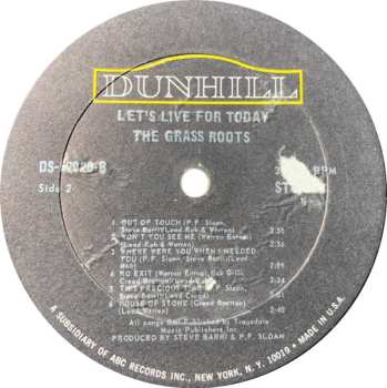 LP The Grass Roots: Let's Live For Today