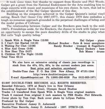 CD Hal Galper Quintet: Children Of The Night