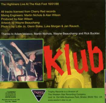 CD The Highliners: Live At The Klub Foot