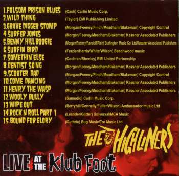 CD The Highliners: Live At The Klub Foot