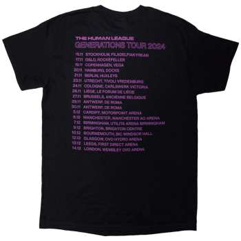Merch The Human League: The Human League Unisex T-shirt: Generations Tour '24 Text (back Print) (black) (small) S