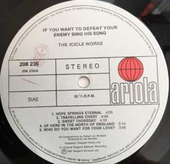 LP The Icicle Works: If You Want To Defeat Your Enemy Sing His Song