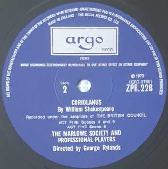 4LP/Box Set William Shakespeare: Coriolanus