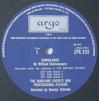 4LP/Box Set William Shakespeare: Coriolanus