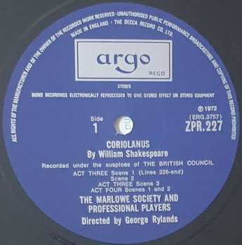 4LP/Box Set William Shakespeare: Coriolanus