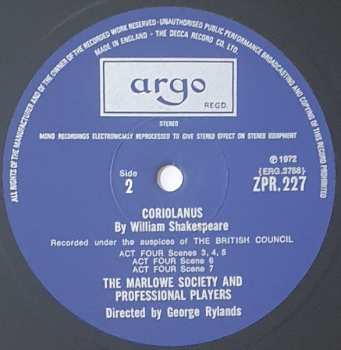 4LP/Box Set William Shakespeare: Coriolanus