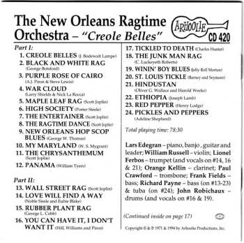 CD The New Orleans Ragtime Orchestra: New Orleans Ragtime Orchestra - Creole  Belles