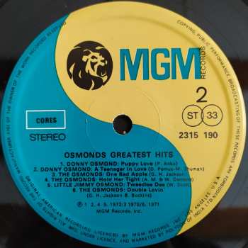 LP The Osmonds: Greatest Hits