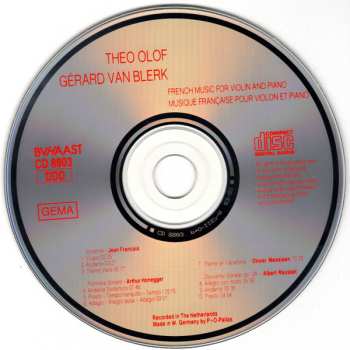 CD Theo Olof: French Music For Violin And Piano = Musique Française Pour Violon Et Piano