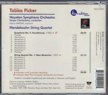 CD Tobias Picker: Symphony No. 2 / String Quartet No. 1
