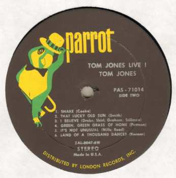 LP Tom Jones: Tom Jones Live! At The Talk Of The Town