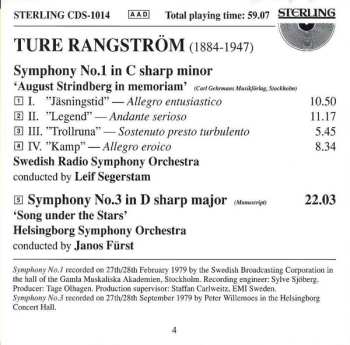 CD Sveriges Radios Symfoniorkester: Symphony No.1 In C Sharp Minor, 'August Strindberg In Memoriam'; Symphony No.3 In D Sharp Major, 'Song Under The Stars'