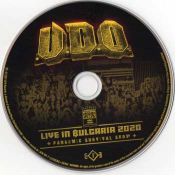 2CD/DVD U.D.O.: Live In Bulgaria 2020  ❈ Pandemic Survival Show ❈ DIGI