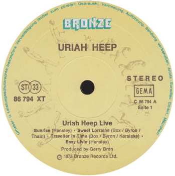 2LP Uriah Heep: Uriah Heep Live
