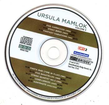 CD Heinz Holliger: Ursula Mamlok Volume 3: Five Capriccios ꟾ Stray Birds ꟾ Fantasy-Variations ꟾ Panta Rhei ꟾ Five Bagatelles ꟾ String Quartet No. 2 ꟾ Confluences ꟾ Kontraste