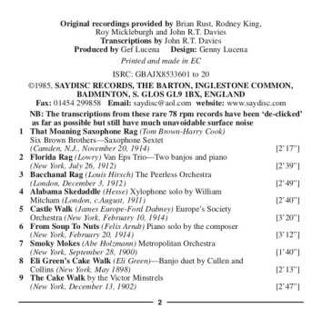 CD Various: I'll Dance Till De Sun Breaks Through -- Ragtime, Cakewalks & Stomps From 1898-1923 From The Original Recordings
