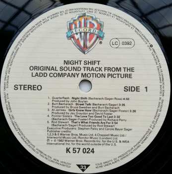 LP Various: Night Shift - Original Sound Track From The Ladd Company Motion Picture