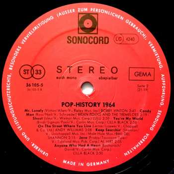 LP Various: Pop History 1964