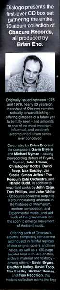 10CD/Box Set Various: The Complete Obscure Records Collection 1975-1978 LTD