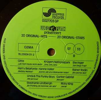 LP Various: Weltfunk Präsentiert 20 Original-Hits - 20 Original-Stars