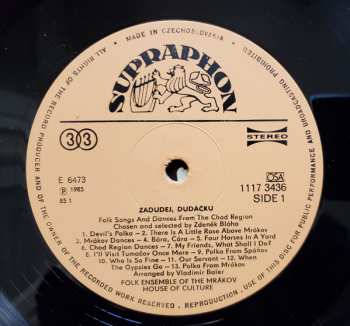 LP Various: Zadudej, Dudáčku (Chodské Lidové Pisně A Rance) = Folk Songs And Dances From The Chod Region