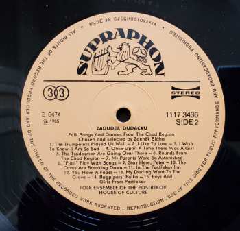 LP Various: Zadudej, Dudáčku (Chodské Lidové Pisně A Rance) = Folk Songs And Dances From The Chod Region