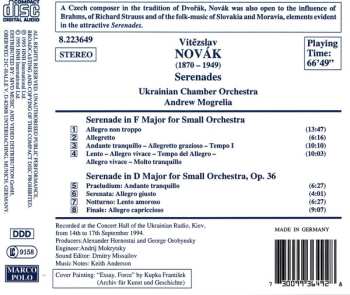 CD Vítězslav Novák: Serenade In F Major / Serenade In D Major, Op. 36