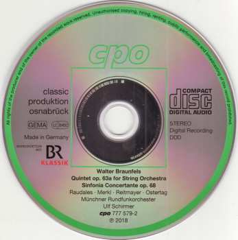 CD Münchner Rundfunkorchester: Quintet For String Orchestra Op. 63a / Sinfonia Concertante Op. 68