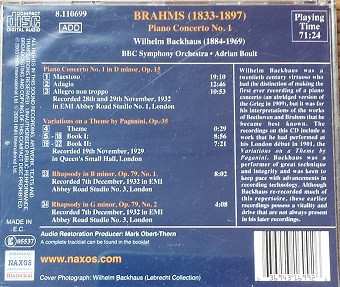 CD Johannes Brahms: Piano Concerto No.1