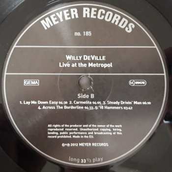 2LP Willy DeVille: Live At The Metropol • Berlin