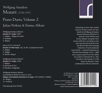 CD Wolfgang Amadeus Mozart: Piano Duets Volume 2