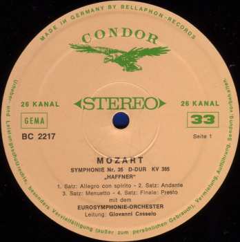 LP Wolfgang Amadeus Mozart: Symphonie Nr. 35 D-Dur KV 385 "Haffner" / Symphonie Nr. 38 D-Dur KV 504 "Prager"