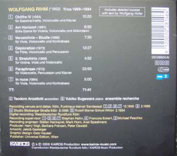 CD Wolfgang Rihm: Trios 1969 - 1994 / CD & Katalog 2008/09