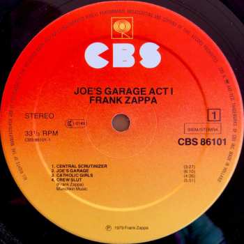 LP Frank Zappa: Joe's Garage Act I