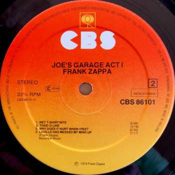 LP Frank Zappa: Joe's Garage Act I