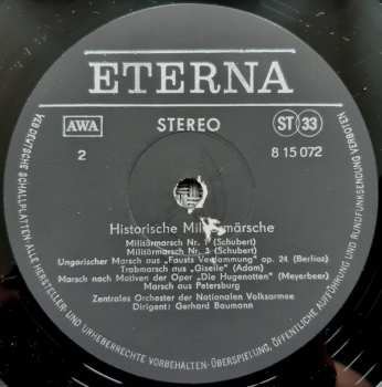 LP Zentrales Orchester Der Nationalen Volksarmee: Historische Militärmärsche