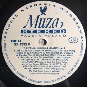 LP Zespół Pieśni I Tańca Śląsk: The Polish Song And Dance Ensemble "Śląsk", Vol. 7 - Śląskie Pieśni Powstańcze = Songs Of The Silesian Uprisings (MODRÝ ŠTÍTEK)